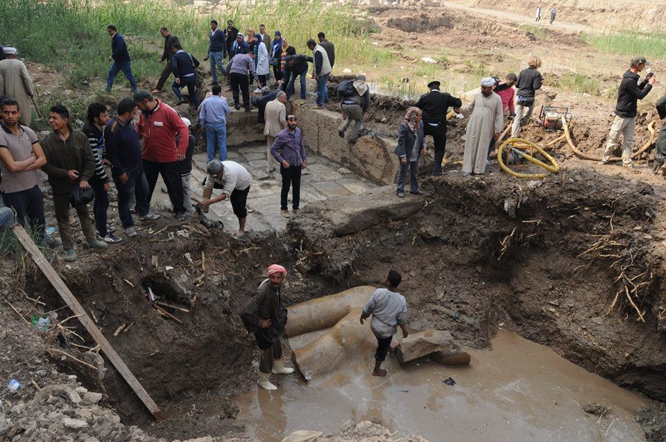 Remainder of 3,000-year-old statue of Pharaoh Ramses ll extracted