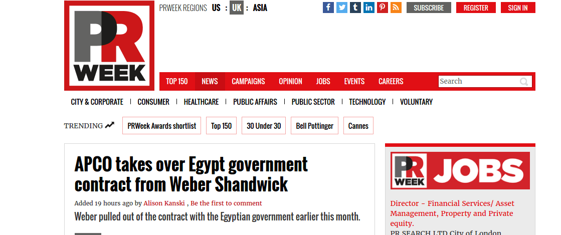 Egypt intelligence signs $1.2 million deal with US PR company