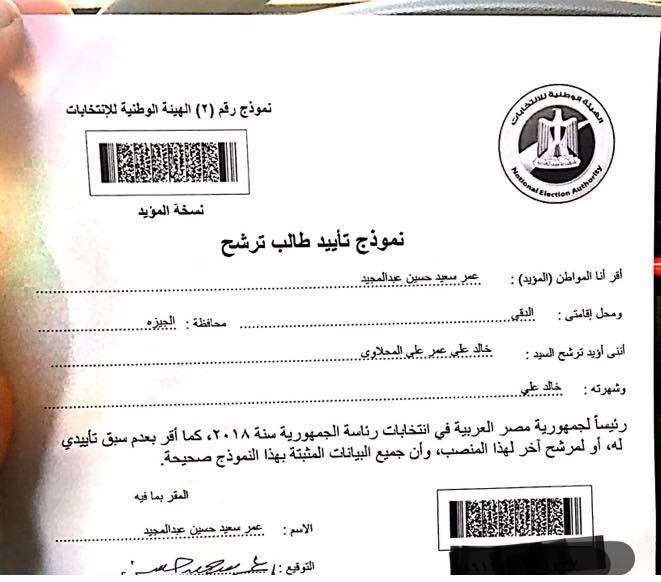 مؤيد لمرشح رئاسي: التوكيل مر بسلام