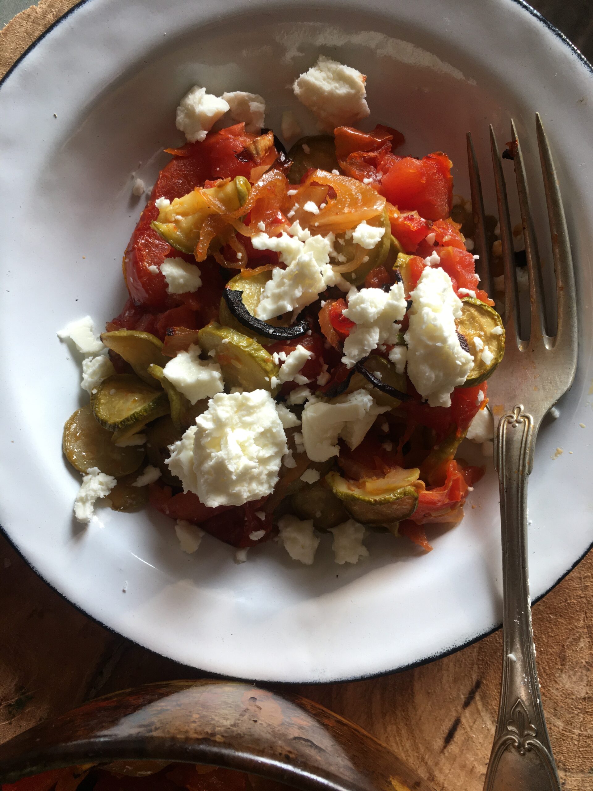 Baked zucchini with feta cheese