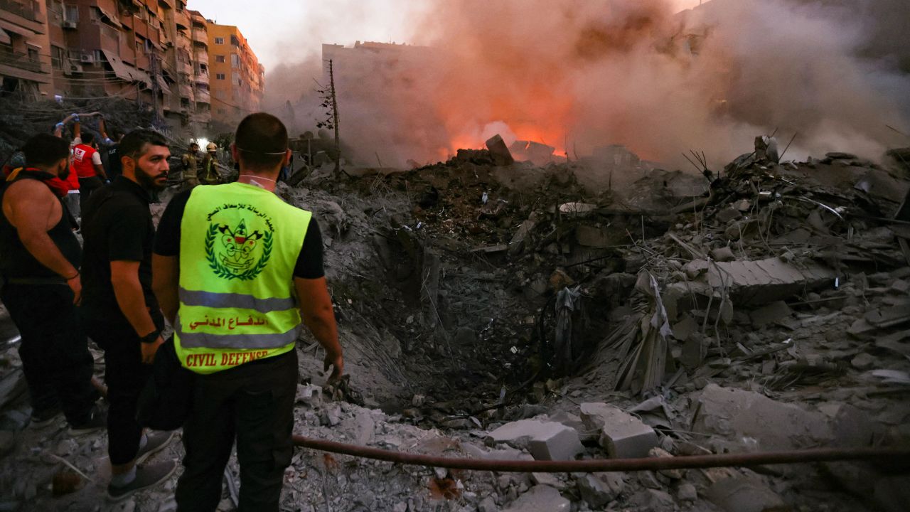 Israeli military says massive airstrike on Beirut targeted Hezbollah command center, Amal source: Nasrallah alive