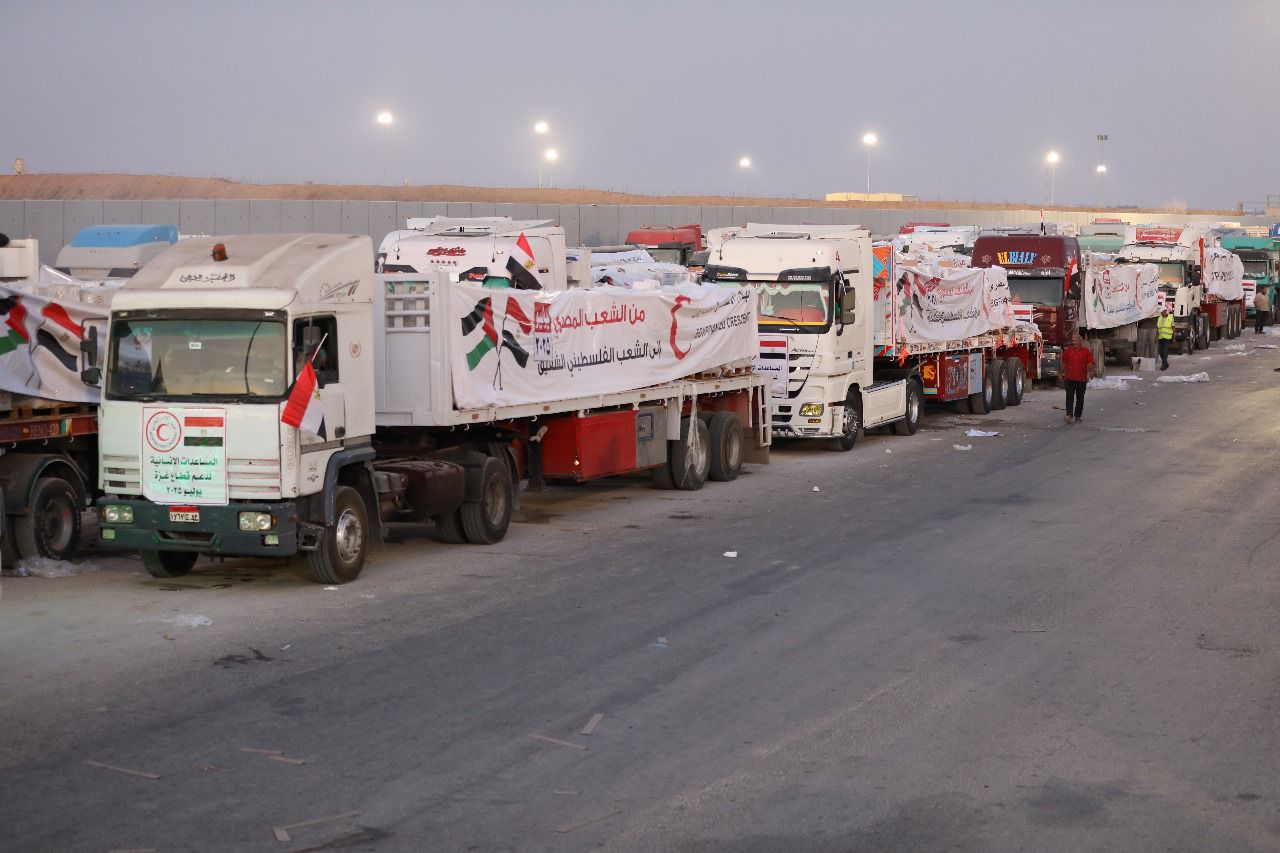 Just 150 aid trucks depart to Gaza from Egypt as Israel announces ‘tactical suspension of military activities’